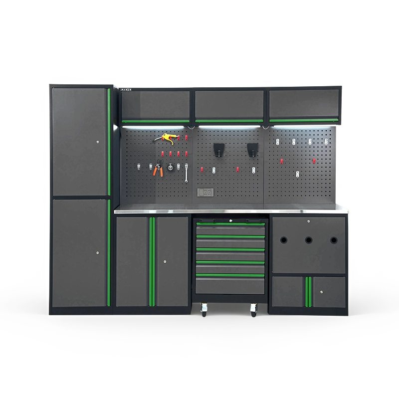 Sistema modular de almacenamiento de herramientas con banco de trabajo